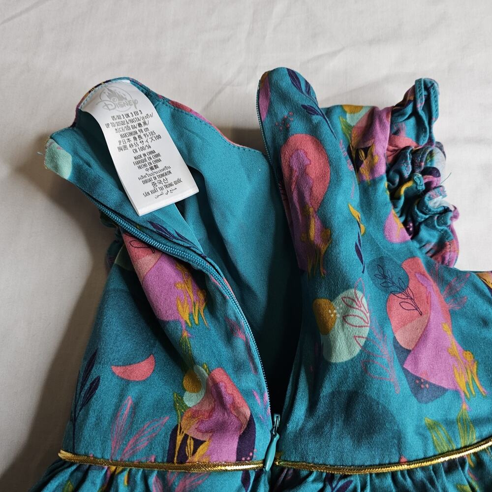 Disney Frozen Princess Dress Toddler Girl 3T Aqua Teal Ruffle Party Festival - Picture 8 of 8
